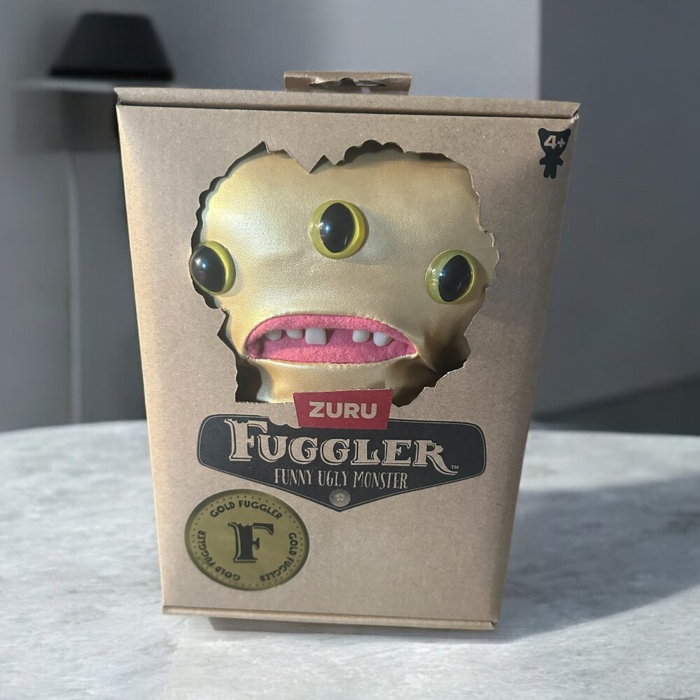 Fuggler Gold Fuggs, Funny Ugly Monster Plush, Reeko-All Over Gold 9" Fuggler